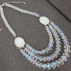 Kirks Folly Fairy Godmother Dream Necklace Iridescent 3 Strand Crystal cameo